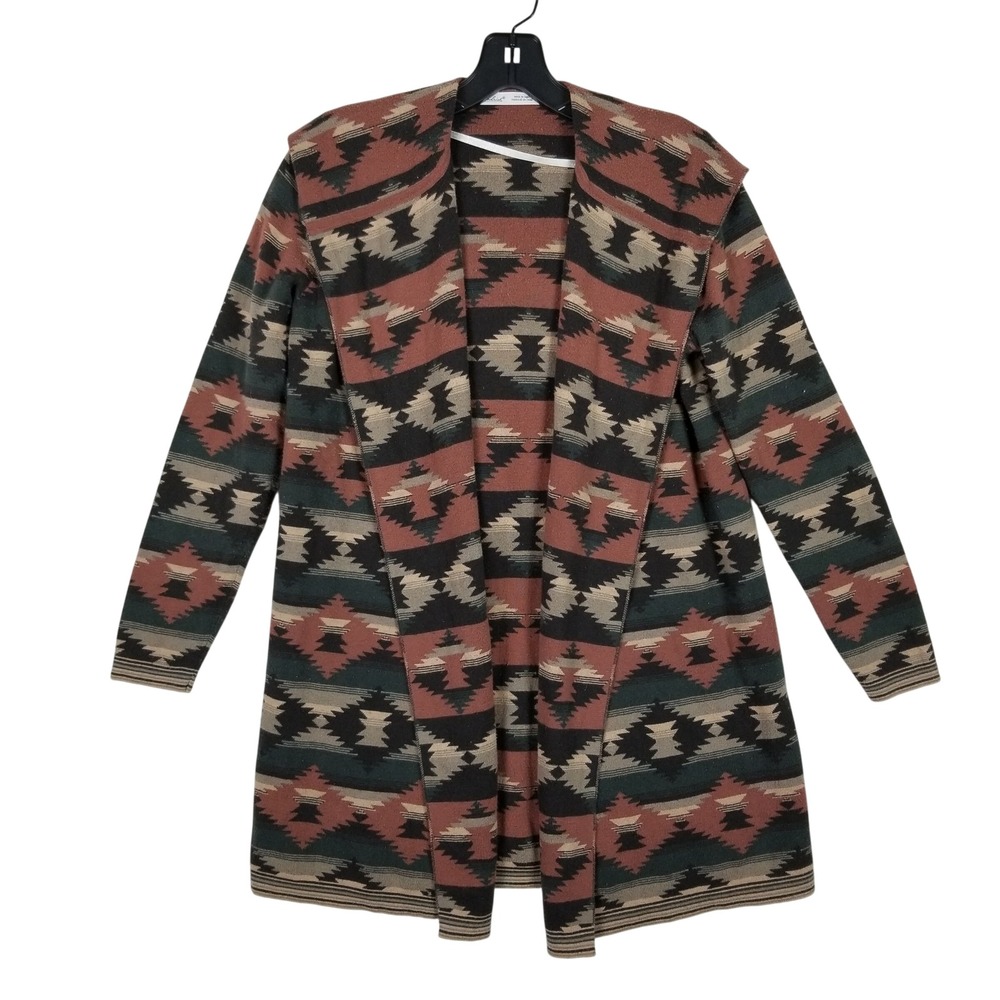 Woolrich Cardigan Sweater Womens Small Multicolor Southwestern Hooded Open Front